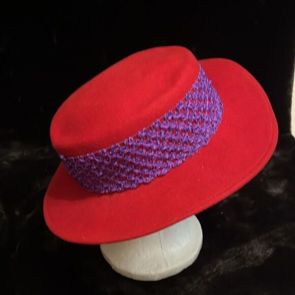 Vintage Doeskin Felt Wide-Brimmed Hat with Lattice Design - Picture 5 of 6